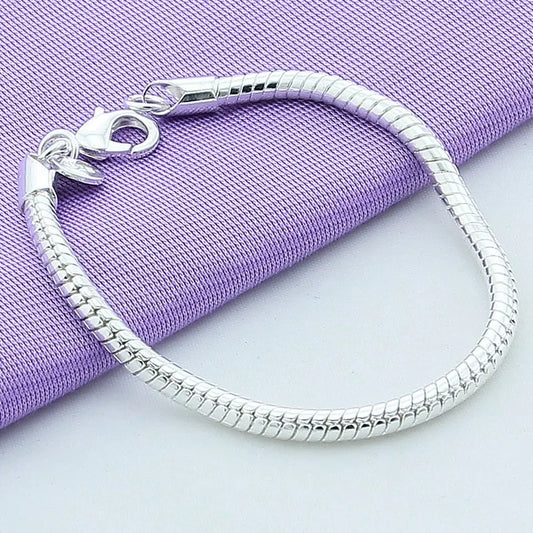 Sterling Silver Snake Chain Bracelet 3mm | DIY Jewelry Gift for Women