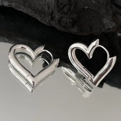 925 Sterling Silver Heart Love Hoop Stud Earrings | Hypoallergenic Fine Jewelry for Women