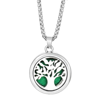 20mm Pattern Insert Perfume Pad Locket Necklace | Stainless Steel Aromatherapy Pendant