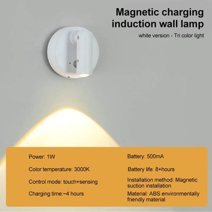 RGB Night Light | Magnetic Base USB Rechargeable LED Wall Lamp with Touch Switch