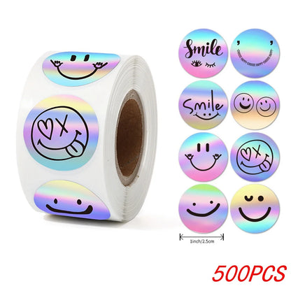 Rainbow Laser Thank You Stickers for Small Business Orders | 1 Inch Round Envelope Sealing Labels