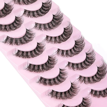 10 Pairs 6D Super Fluffy Wispy Faux Mink Eyelashes | Cat Eye Effect Dramatic Lashes