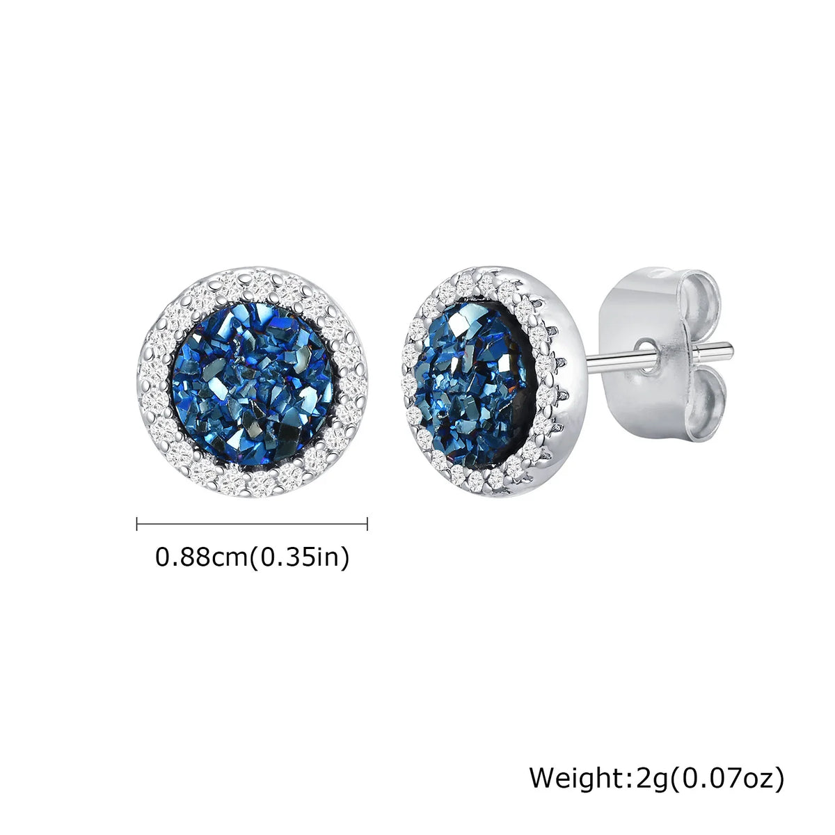 Shattered Zircon Stud Earrings for Men Boys | Hypoallergenic Round Minimalist Jewelry Gift