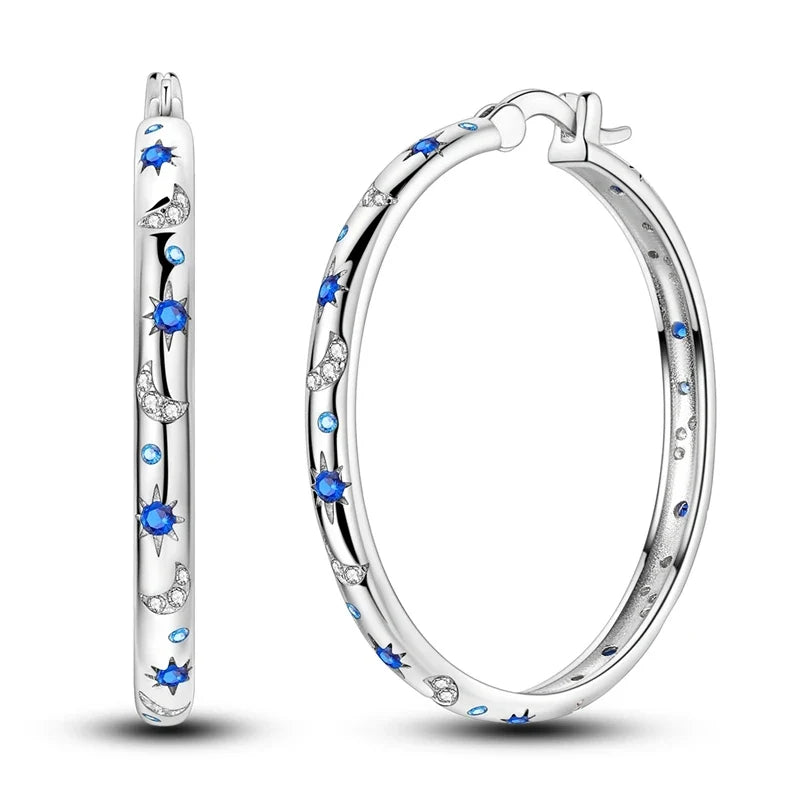 Colorful 925 Sterling Silver Hoop Earrings for Women | Classic Circle Earrings