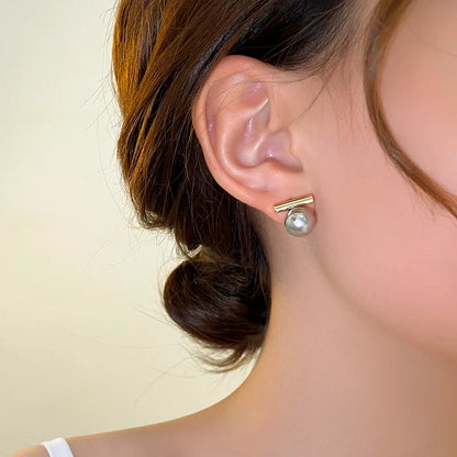 Grey Imitation Pearl Drop Earrings | French Minimalist Jewelry for Women