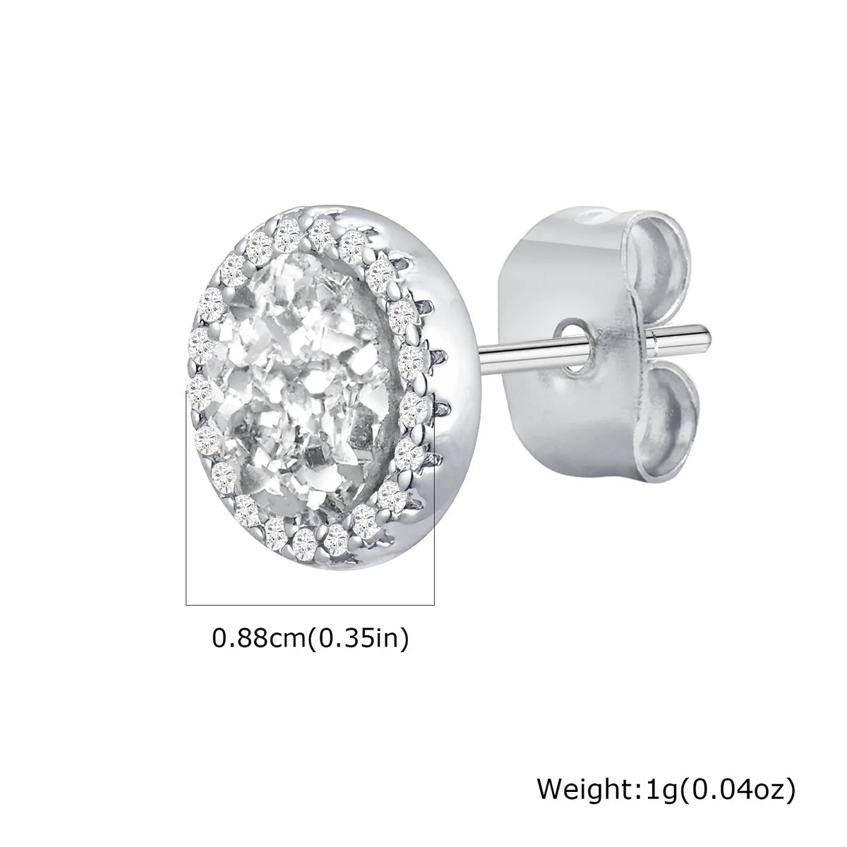 Shattered Zircon Stud Earrings for Men Boys | Hypoallergenic Round Minimalist Jewelry Gift