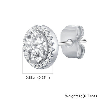 Shattered Zircon Stud Earrings for Men Boys | Hypoallergenic Round Minimalist Jewelry Gift