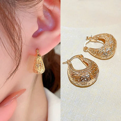 Geometric Metal Hoop Earrings for Women | Trendy Fashion Jewelry Set