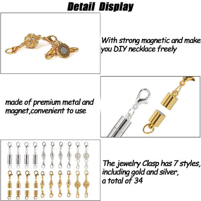 Heart Round Magnetic Clasps Set | DIY Jewelry Connector Charms