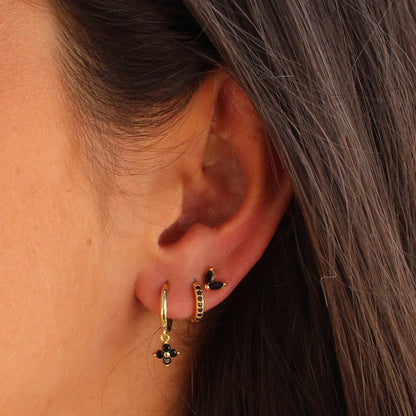 3Pcs Crystal Tragus Stud Earring Set | Flower Cartilage Huggie Earring Bulk Helix Jewelry Women Fashion Heart Lobe Earring Pack