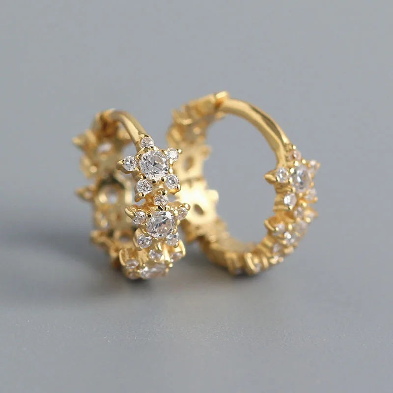 ANENJERY CZ Zircon Circle Hoop Earrings | Punk Trendy Fashion Jewelry