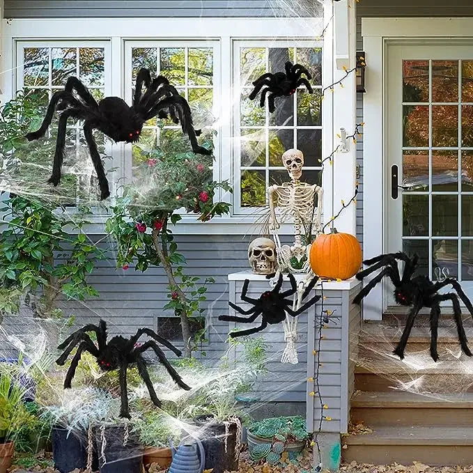 30cm/50cm/90cm/150cm/200cm Extra Large Plush Black Spider Outdoor Home Bar Party Haunted House Horror Props Halloween Decoration