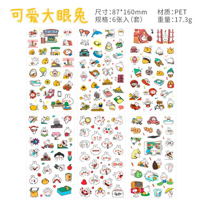 6Pcs Waterproof Cartoon Sticker Set | Cute DIY Decals for Laptops, Phones, and Planners