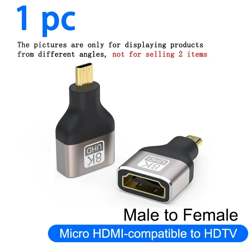 8K HDMI 2.1 Right Angle Adapter | 90 Degree Male to Female Connector for TV and Console
