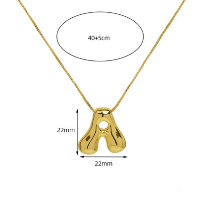 Golden Initial Necklace | Chunky Bubble Letter Pendant for Women