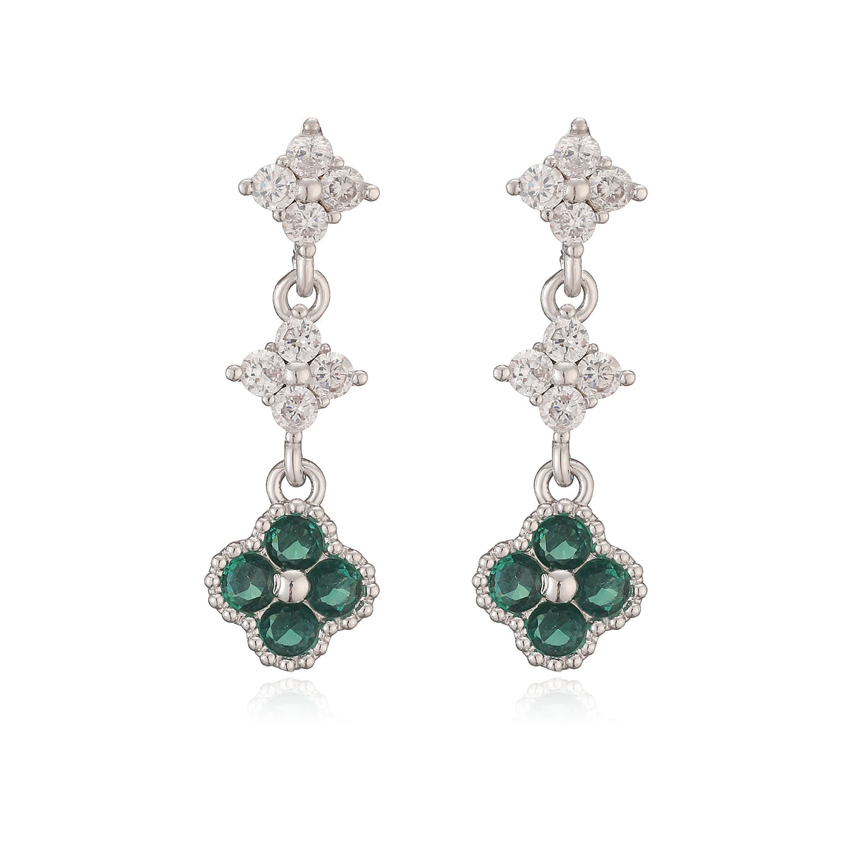 Sparkling Zirconia Floral Tassel Stud Earrings | French Banquet Style Jewelry