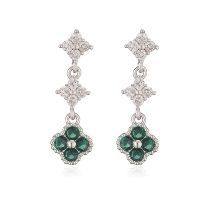 Sparkling Zirconia Floral Tassel Stud Earrings | French Banquet Style Jewelry