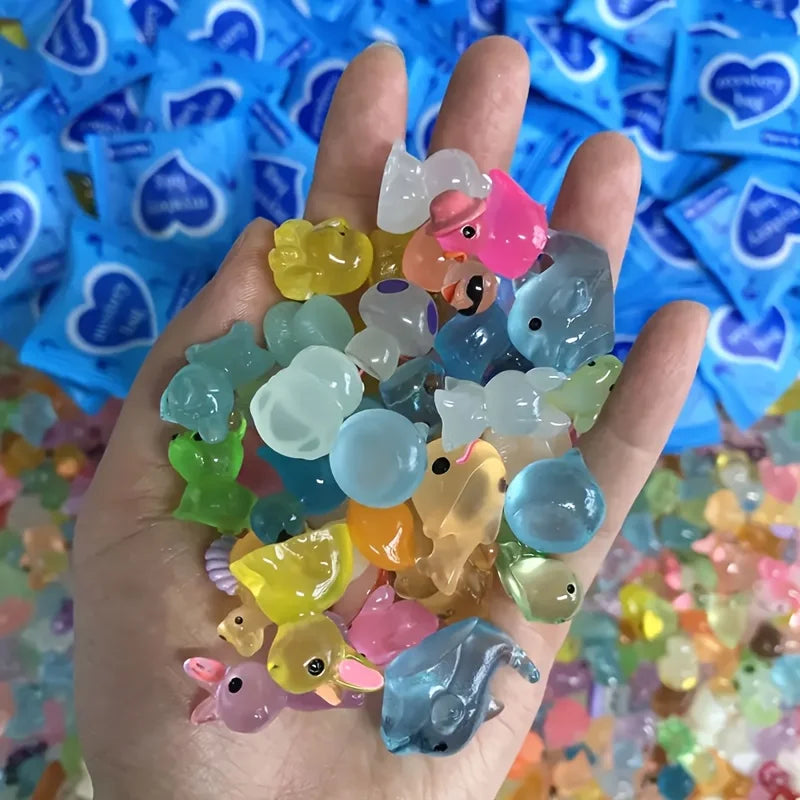 60pcs Glow In The Dark Mini Resin Animals & Mushroom Blind Bags Fairy Garden Decor Micro Landscape Birthday Gift Surprise