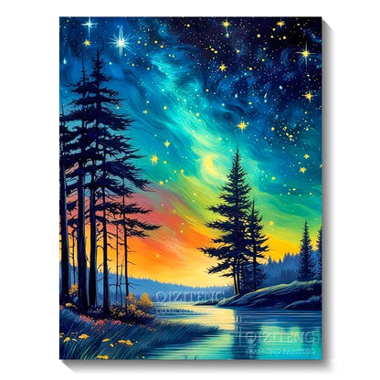 5D Diamond Art Painting Aurora Landscape DIY Mosaic Embroidery Kit