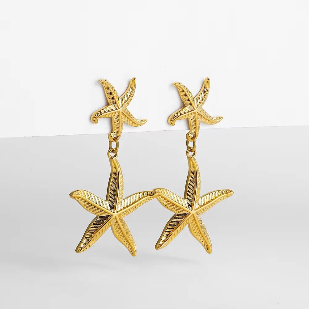 Vintage Gold Snail Shell Drop Earrings | CZ Zircon Beach Jewelry for Women