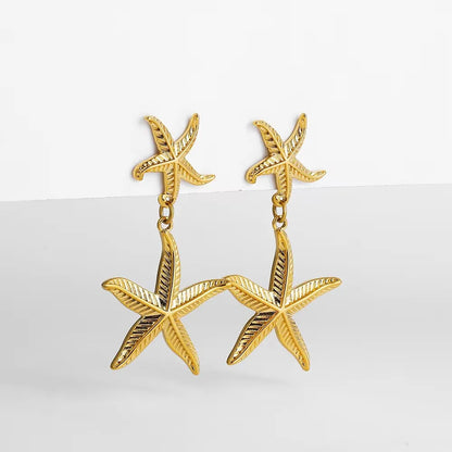 Vintage Gold Snail Shell Drop Earrings | CZ Zircon Beach Jewelry for Women