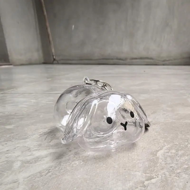 Cartoon Pet Hair Memorial Transparent Storage Box Keychain | Cute Animal Rabbit Fur Organizer Keychain Bag Pendant