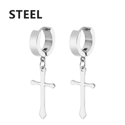 Punk Stainless Steel Stud Earrings Set | Unisex Gothic Hip Hop Ear Piercing Jewelry
