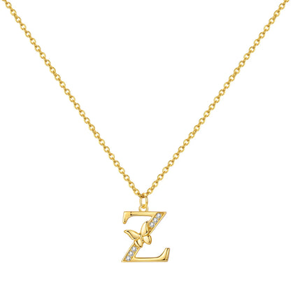 925 Sterling Silver Butterfly Initial Necklace | 26 Letter Y-Shaped Pendant for Women