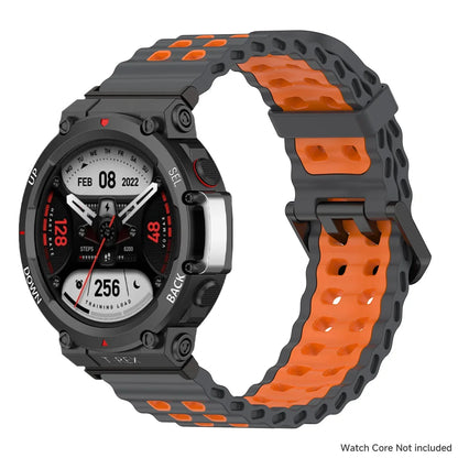 Marine band for Amazfit watch T-rex 3/2/ultra two-tone elastic silicone strap for T-Rex/T Rex Pro breathable sport bracelet
