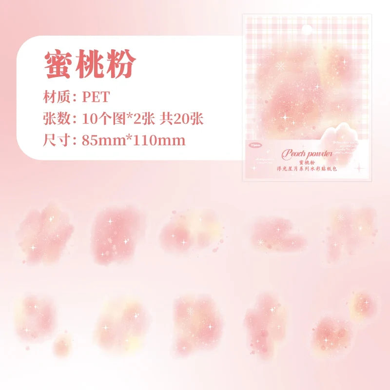 Yoofun 20pcs Watercolor Landscape Stickers | PET Collage for DIY Journal