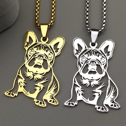 French Bulldog Pendant Necklace | Stainless Steel Dog Jewelry for Women Men