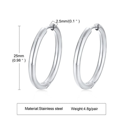 Classic Stainless Steel Hoop Earring for Men Boys | Anti Allergy Metal Huggies Earring