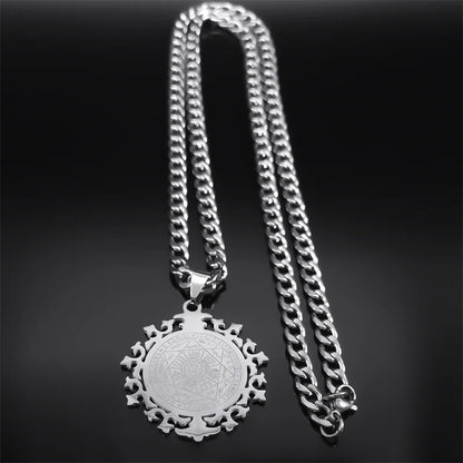 Seven Archangels Amulet Necklace | Stainless Steel Seal of Salomon Protection Talisman