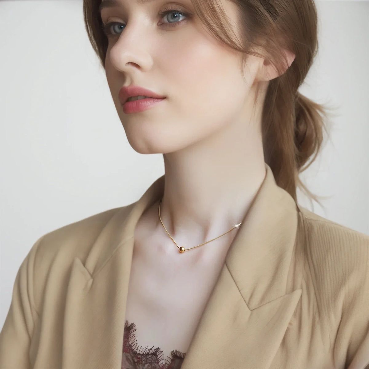 Minimalism Stainless Steel Round Bead Necklace | Handmade Chain Collar Jewelry for Women