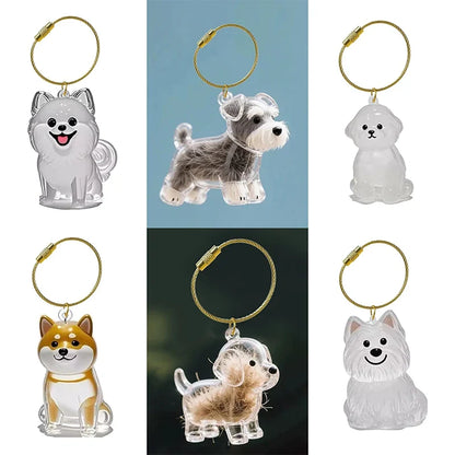 Pet Fur Keepsake Capsule Keychain | Clear Dog Hair Memorial Pendant for Pet Lovers