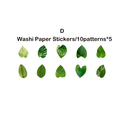 Leaf Washi Paper Stickers | 50-Pack DIY Scrapbooking Decor