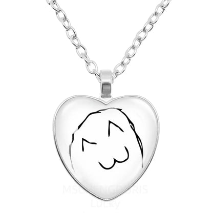 Rage Comic Heart Pendant Necklace | Funny Meme Derp Face Trollface Jewelry Gift