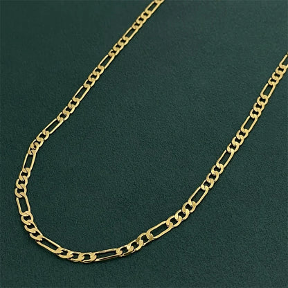925 Sterling Silver Gold Plated Figaro Necklace | Unisex Luxury Chain Jewelry 50-60cm