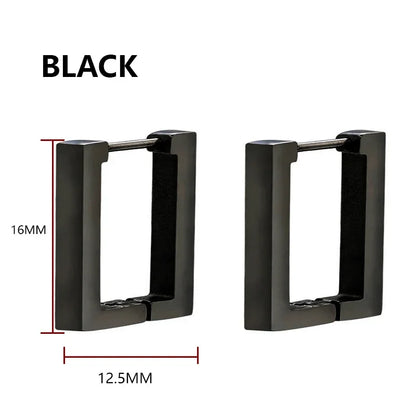 Geometric Stainless Steel Hoop Earrings | Square Triangle Punk Jewelry for Men Women