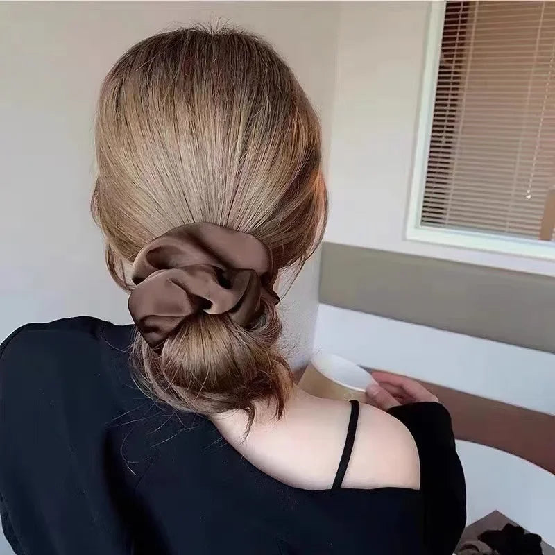 1PC Silk Satin Scrunchie for Women & Girls – Korean Style Elastic Hair Band | Soft Ponytail Holder & No-Damage Hair Accessory