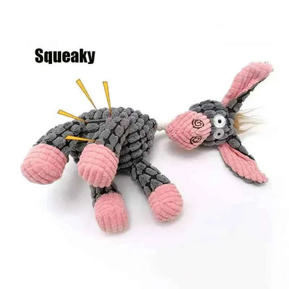 Plush Donkey Squeaky Dog Toy for Gentle Play