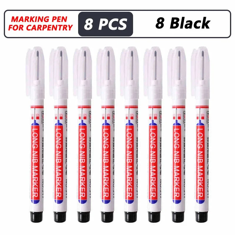 Deep Hole Long Nib Markers for Metal Wood Tile | 8-Pack Waterproof Marking Pens