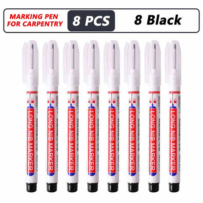 Deep Hole Long Nib Markers for Metal Wood Tile | 8-Pack Waterproof Marking Pens