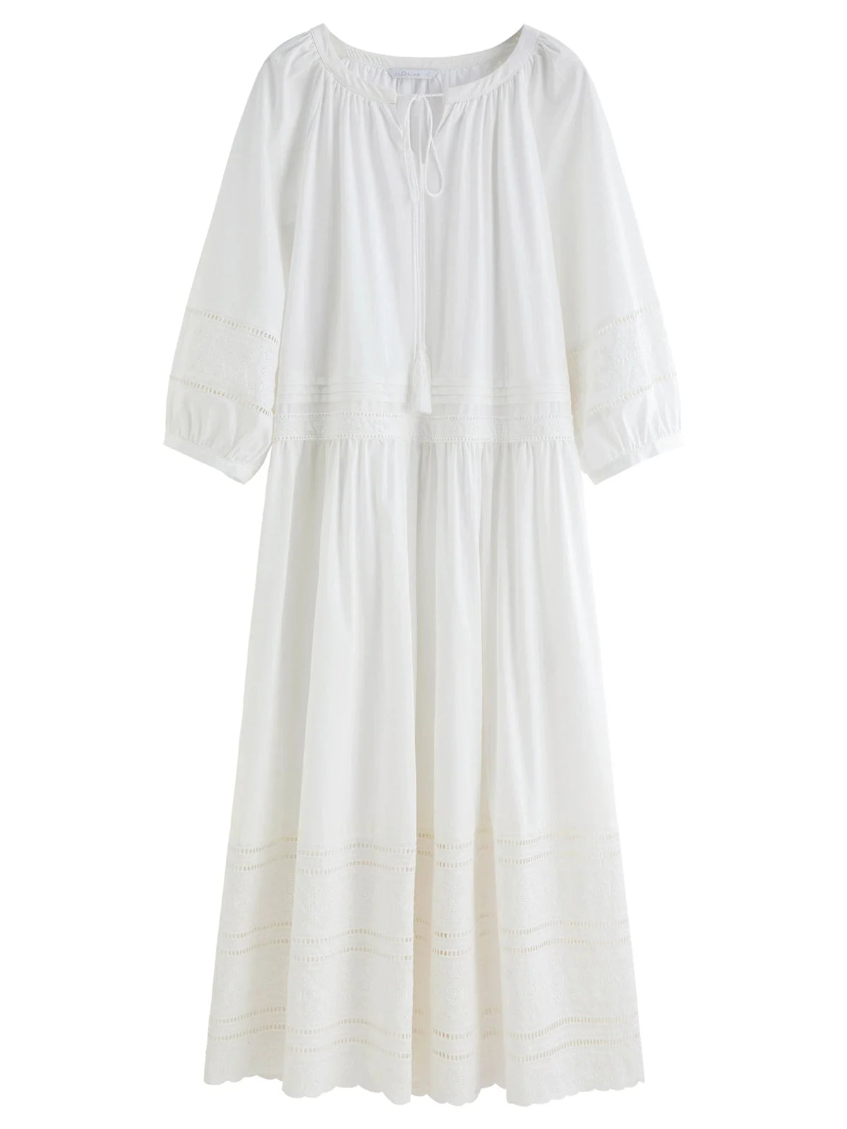 Vintage Embroidered Lace Maxi Dress Autumn Style
