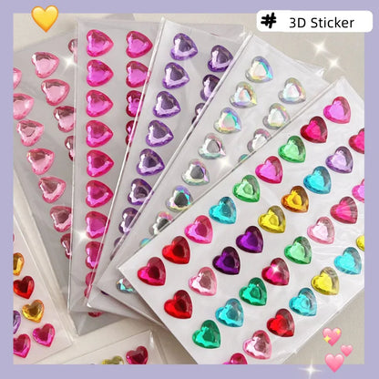 3D Crystal Heart Stickers | Sparkly Craft Decor for Scrapbooks and Journals