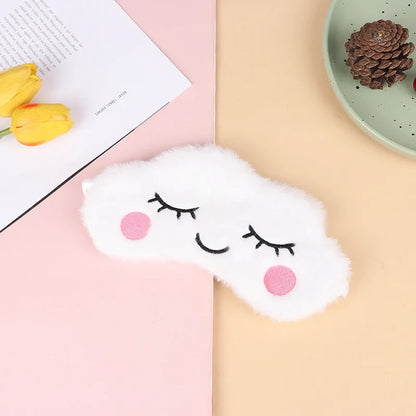 Plush Cute Grey Cat Sleep Mask | Light Blocking Eye Shade for Travel and Home