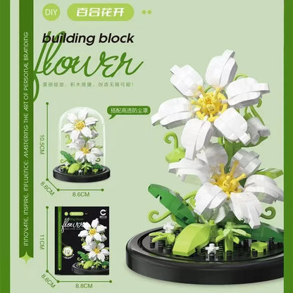 Potted Building Block Simulation Succulent Bouquet Creative Puzzle Building Block Eternal Flower Home Decoration Rose