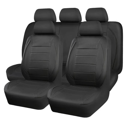 Universal Leather Car Seat Covers Red Simple Waterproof 5 Seat Car Seat Cover