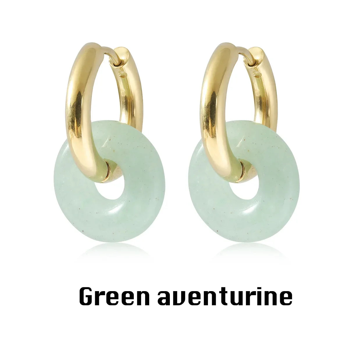 Natural Stone Double Hoop Earrings | Crystal Circle Dangle Drops for Women