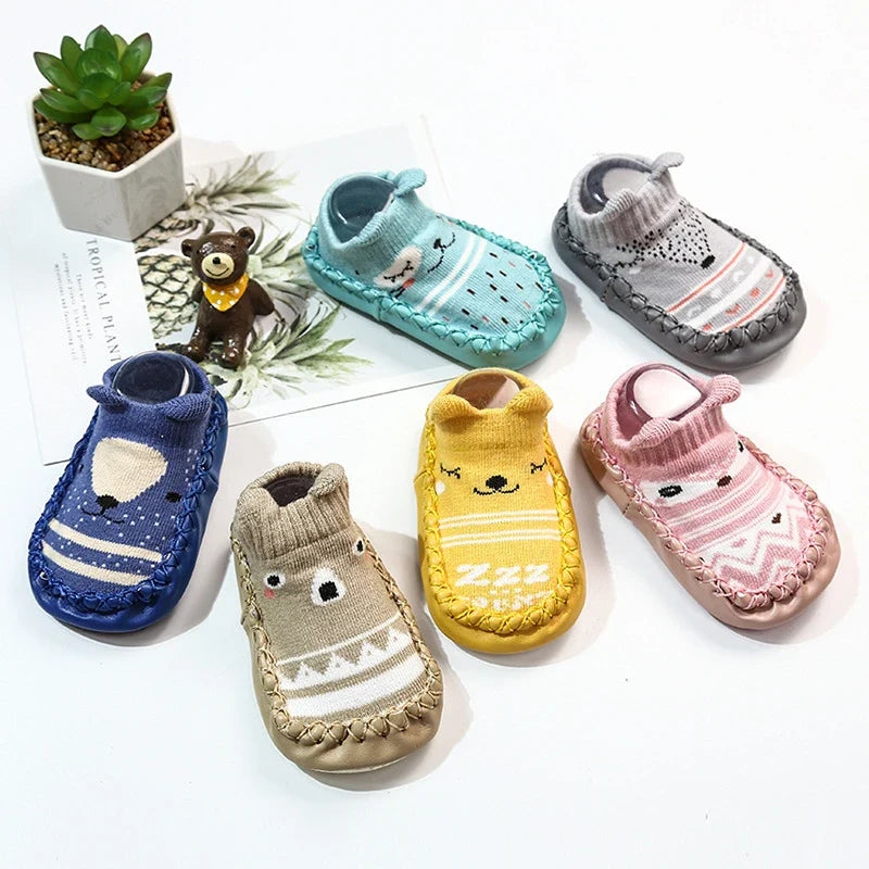 Baby Socks Slippers With Rubber Soles Girl Boy Infant Newborn Children Floor Socks Shoes Anti Slip Soft Sole Toddlers Indoor